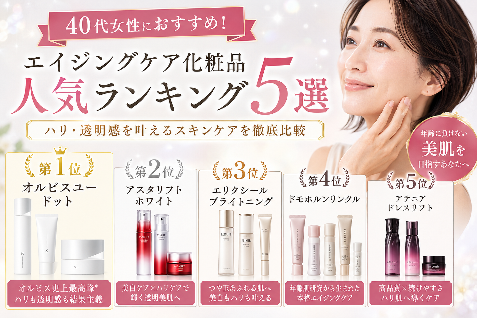 40代女性に人気のエイジングケア化粧品おすすめランキング シミ・ハリ不足対策を徹底比較